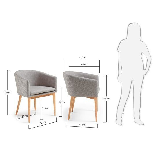 Silla Harlan gris claro y patas de madera maciza de fresno