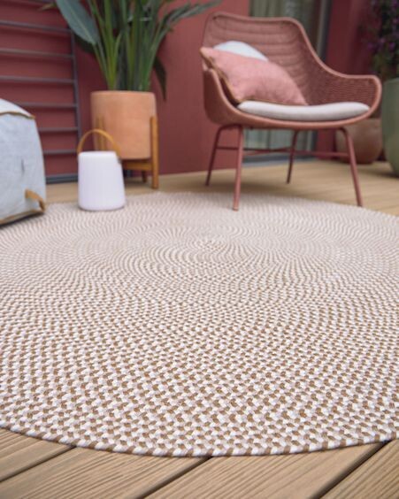 Alfombra redonda Rodhe 100% PET beige Ø 150 cm