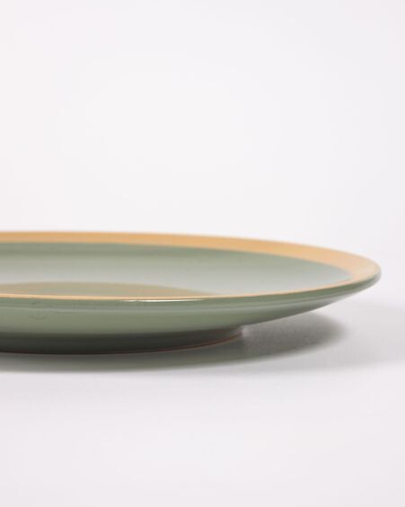 Plato plano Tilia de cerámica verde oscuro