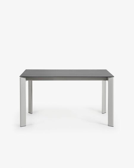 Mesa extensible Axis porcelánico acabado Vulcano Roca patas gris 140 (200) cm