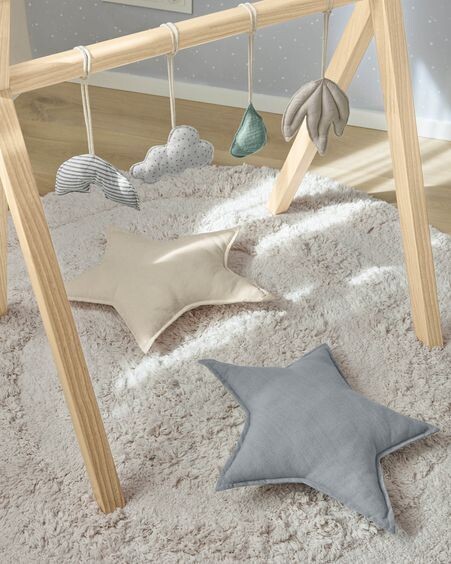 Cojín estrella Noor 100% algodón orgánico (GOTS) beige 44 x 30 cm