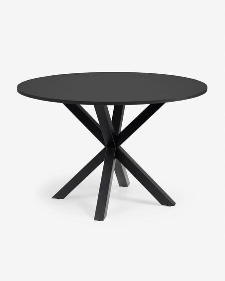 Mesa redonda Full Argo DM lacado negro patas de acero acabado negro Ø 119 cm