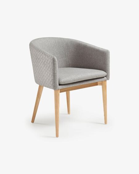 Silla Harlan gris claro y patas de madera maciza de fresno