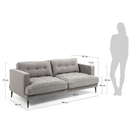 Sofá Tanya 2 plazas gris 183 cm
