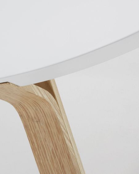 Mesa de centro Dilos madera maciza de fresno y lacado blanco Ø 90 cm