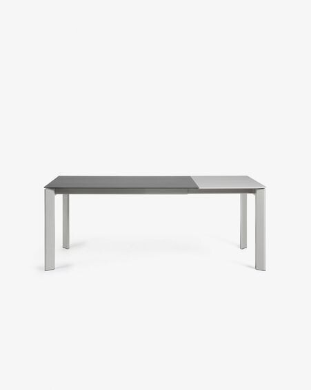 Mesa extensible Axis porcelánico acabado Vulcano Roca patas gris 140 (200) cm