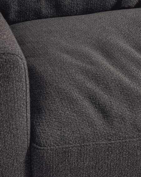 Sofá Noa 3 plazas con cojines gris patas acabado oscuro 230 cm