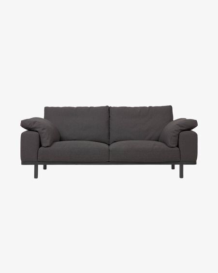 Sofá Noa 3 plazas con cojines gris patas acabado oscuro 230 cm