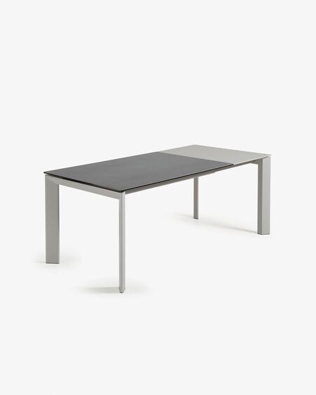 Mesa extensible Axis porcelánico acabado Vulcano Roca patas gris 140 (200) cm