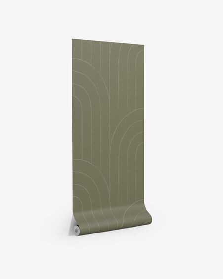 Papel pintado Arcadia con arcos verde 10 x 0,53 m FSC MIX Credit