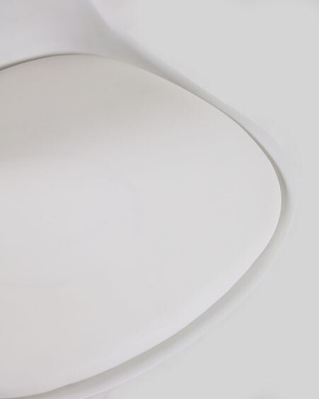 Taburete Orlando - T de piel sintética blanco y acero blanco mate 60-82 cm