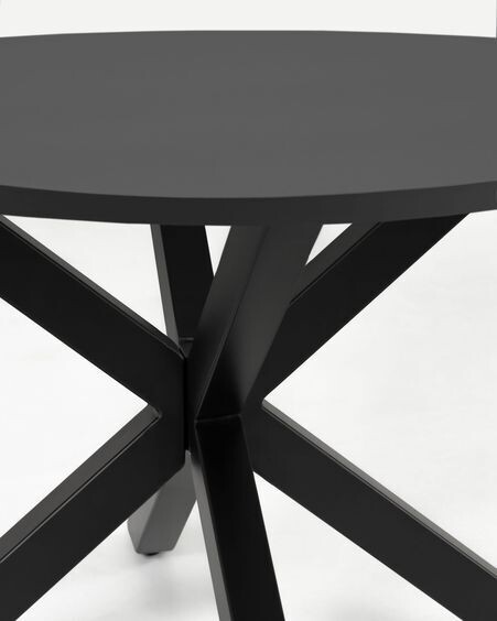 Mesa redonda Full Argo DM lacado negro patas de acero acabado negro Ø 119 cm
