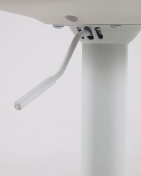 Taburete Orlando - T de piel sintética blanco y acero blanco mate 60-82 cm