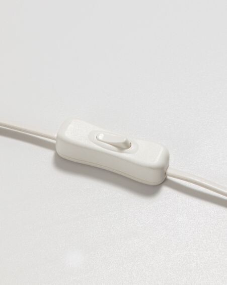 Lámpara de mesa Erna de cerámica blanco y bambú con acabado natural