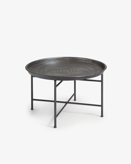 Mesa de centro Dalinea acero efecto envejecido Ø 65 cm