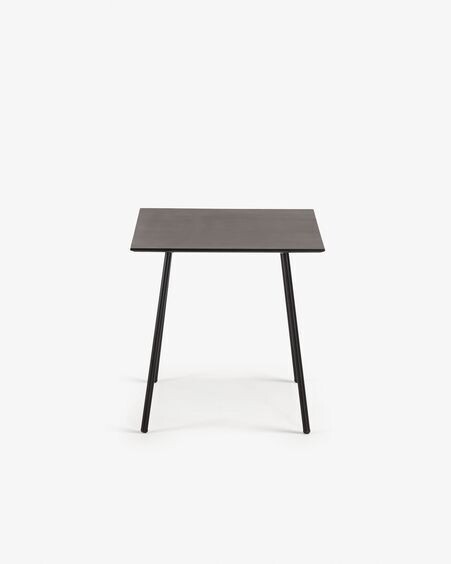 Mesa Mathis fibra de cemento con patas de acero acabado negro 75 x 75 cm