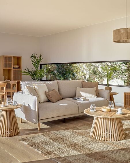 Sofá Carlota 3 plazas beige 213 cm