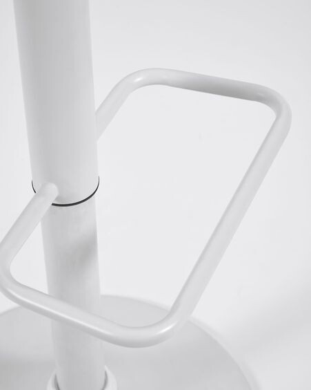 Taburete Orlando - T de piel sintética blanco y acero blanco mate 60-82 cm