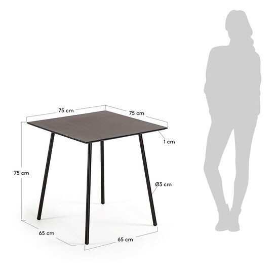 Mesa Mathis fibra de cemento con patas de acero acabado negro 75 x 75 cm