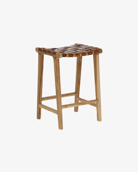 Taburete Calixta de madera maciza de teca altura 67 cm
