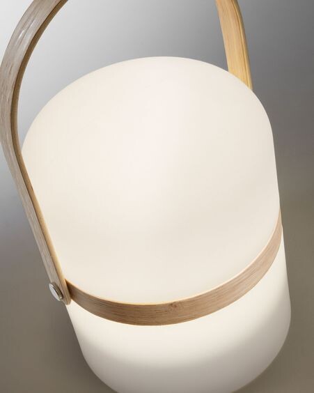 Lámpara de mesa Ridley de polietileno y madera de haya