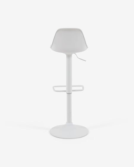 Taburete Orlando - T de piel sintética blanco y acero blanco mate 60-82 cm