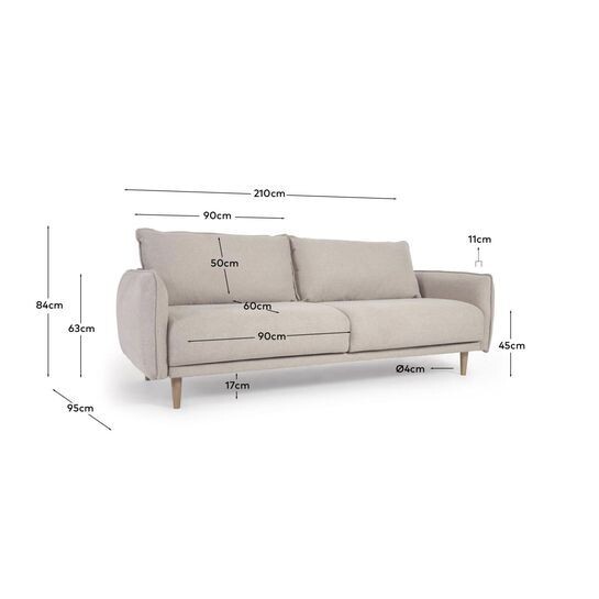 Sofá Carlota 3 plazas beige 213 cm