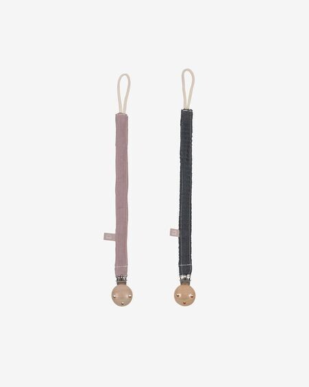 Set Marinet de 2 chupeteros 100% algodón orgánico (GOTS) rosa y azul