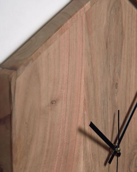 Reloj de pared hexagonal Zakie de madera maciza de acacia acabado natural 35,5 x 40,5 cm