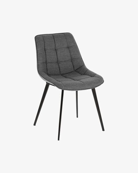 Silla Adam gris claro y patas de acero con acabado negro