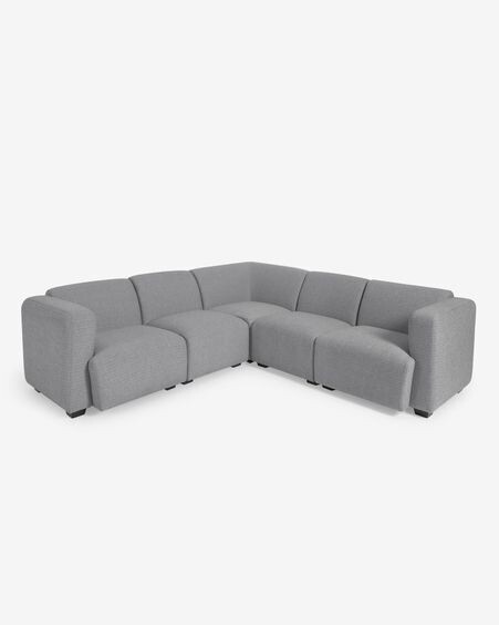 Sofá modular rinconero Legara 5 plazas gris claro 226 x 226 cm