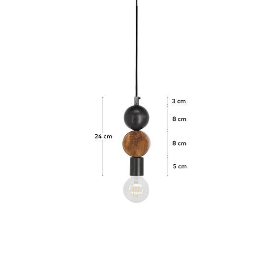 Lámpara de techo Jellis con círculo de madera maciza de mango acabado negro y natural