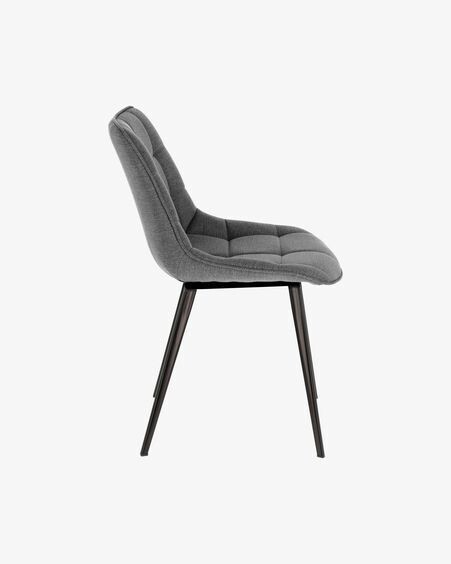 Silla Adam gris claro y patas de acero con acabado negro