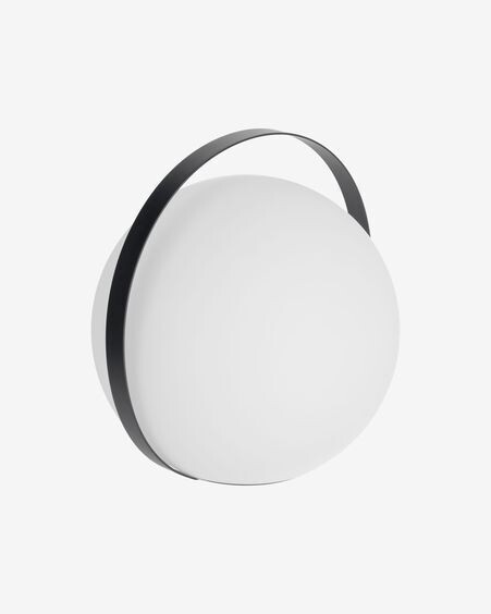 Lámpara de mesa de exterior Dinesh con asa de acero negro