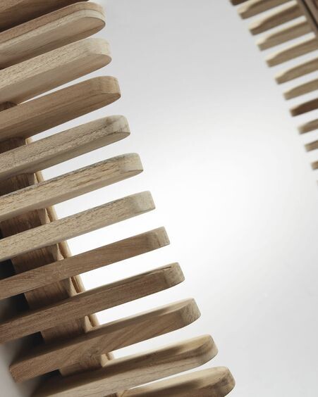 Espejo Polke de madera maciza de teca Ø 85 cm