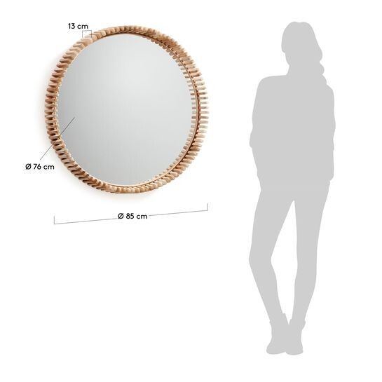 Espejo Polke de madera maciza de teca Ø 85 cm