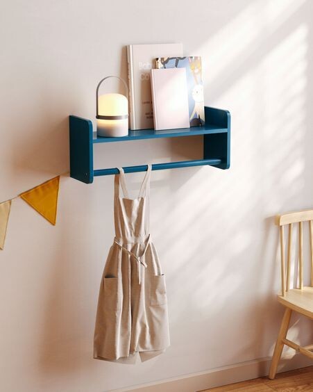 Estante perchero Florentina de MDF acabado azul 52,5 cm FSC