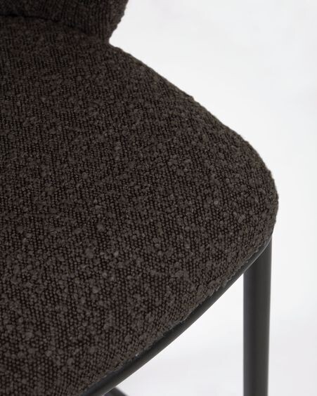 Taburete Ciselia de borreguito negro y metal negro altura 75 cm