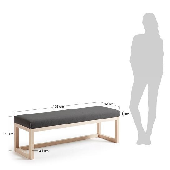 Banqueta Loya grafito de madera maciza de haya 128 cm