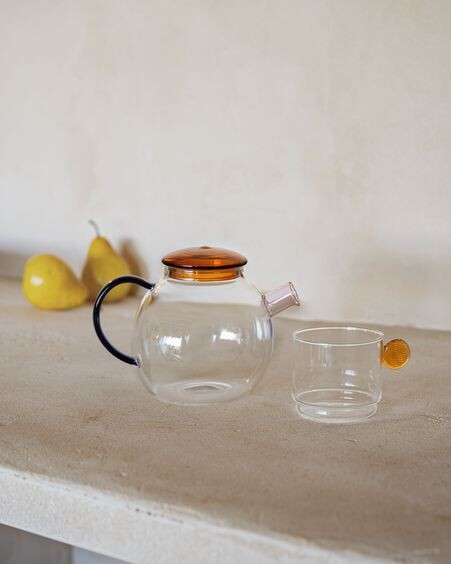 Vaso Murielle de vidrio transparente y naranja