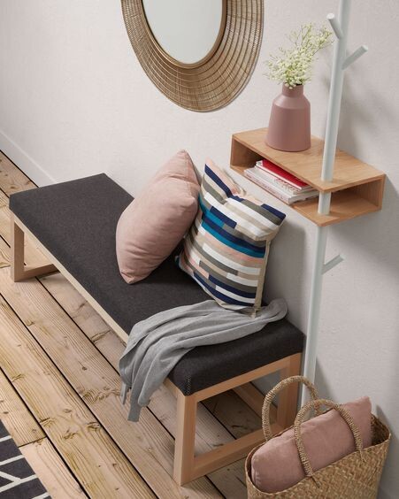 Banqueta Loya grafito de madera maciza de haya 128 cm