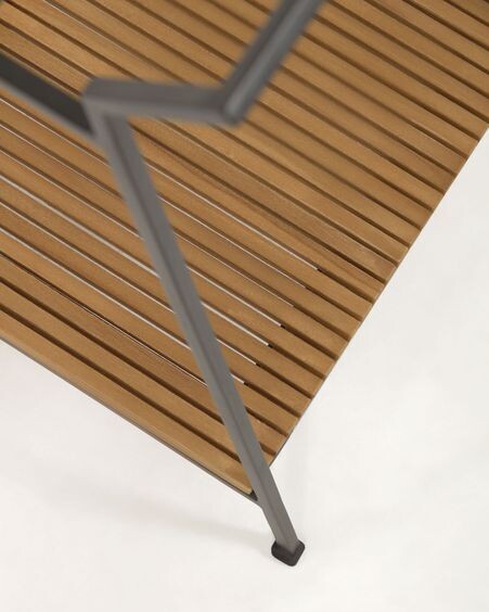 Toallero Taciana de madera maciza de teca y metal con acabado negro 35 x 80 cm