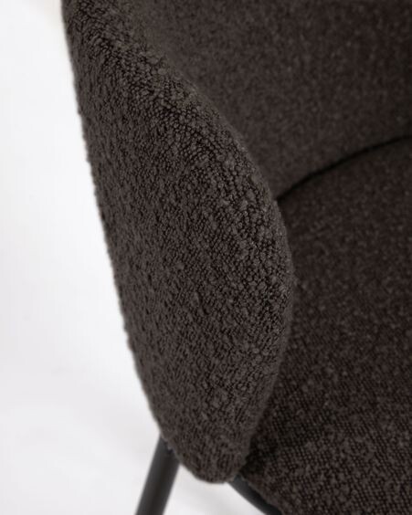 Taburete Ciselia de borreguito negro y metal negro altura 75 cm