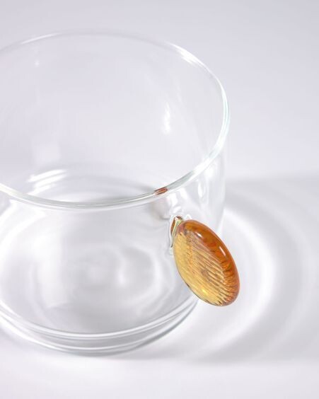 Vaso Murielle de vidrio transparente y naranja