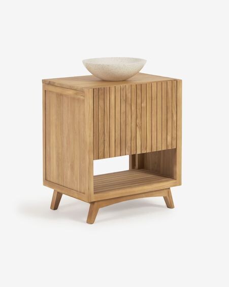 Mueble de baño rectangular Kuveni de madera maciza de teca 70 x 80 cm