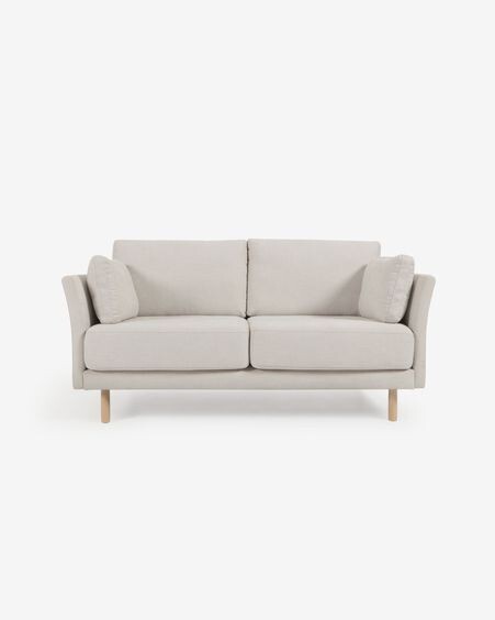 Sofá Gilma 2 plazas beige y patas acabado natural 170 cm