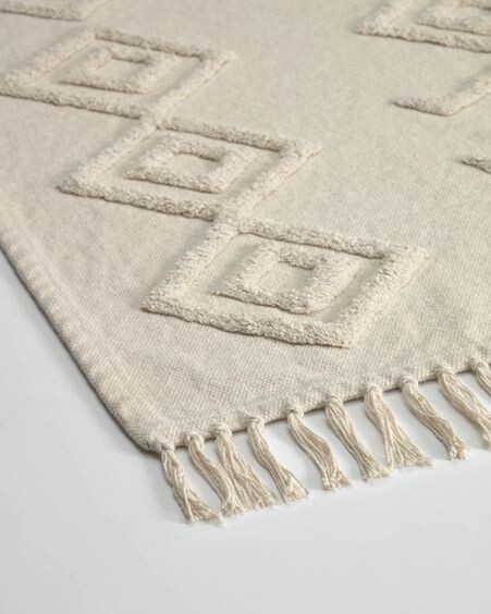 Alfombra Felipa de algodón beige 140 x 200 cm