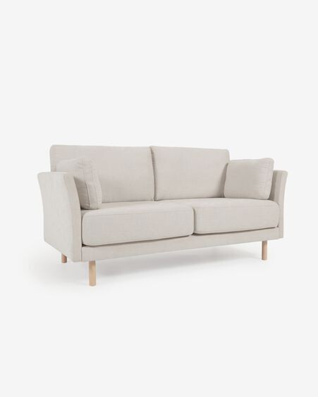 Sofá Gilma 2 plazas beige y patas acabado natural 170 cm