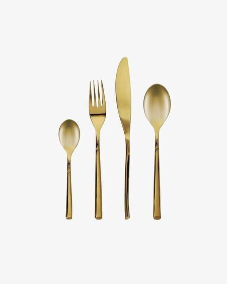 Set Lite de 16 cubiertos dorado mango cuadrado