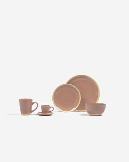 Plato plano Tilia de cerámica marrón claro
